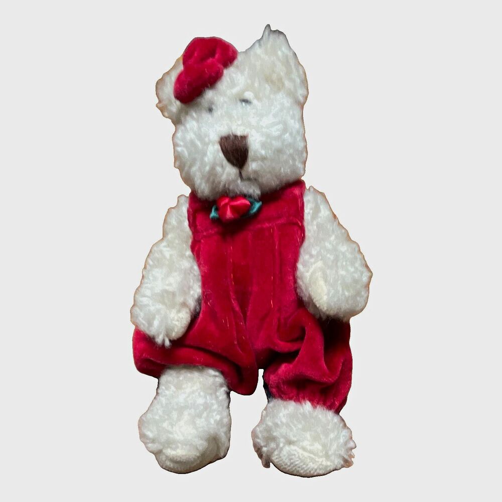 Boyds Bears Winston B. Bean White Plush Bear Red Outfit w/ Tags 8 in